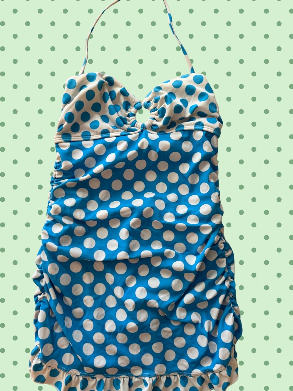 Guess Blue and White Polka Dot One-Piece Swimsuit